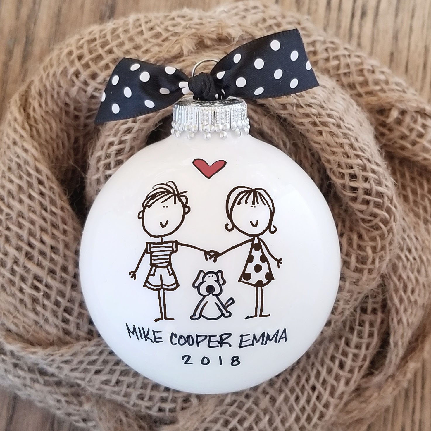 Personalized Couple with Dog Ornament, Couple w/Puppy Ornament, New Puppy Ornament, Couple with