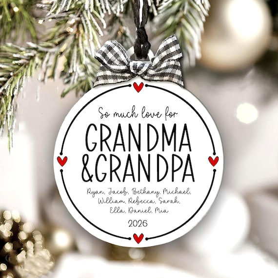 Personalized Grandma Grandpa Christmas Ornament, Grandkids Gift, Family Tree keepsake