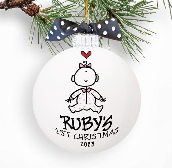 Personalized Baby Girl Ornament Baby's First Christmas Keepsake Gift 1st Xmas Ornament