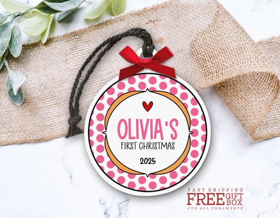 Baby’s First Christmas Ornament - Personalized Baby Girl Gift - Newborn Keepsake