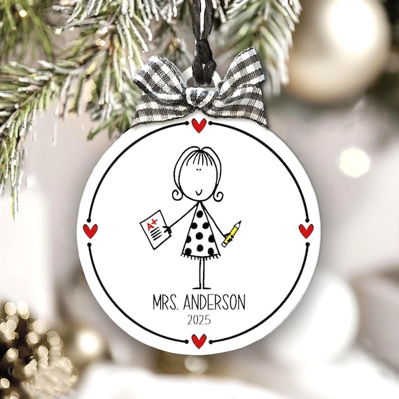 Personalized Teacher Ornament: Christmas Gift for Educator, Student Appreciation