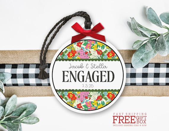 1st Christmas Engagement Ornament - Personalized Christmas Ornament for Engaged Couples - Keepsake Engagement Gift