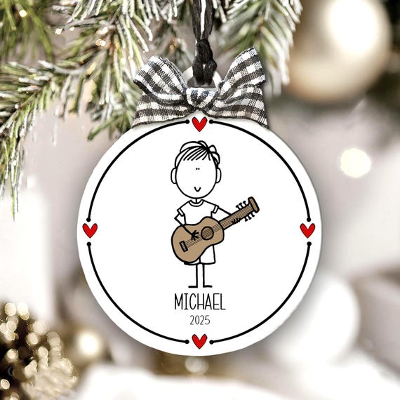 Custom Guitar Player Ornament Personalized Musician Teen Boy Girl Gift