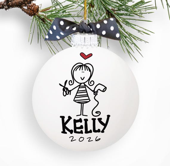 Personalized Hairstylist Ornament Salon Hairdresser Gift Stylist Thank You Hand Painted Glass Ball