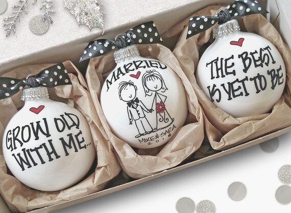 Personalized Wedding Gift, Gift for Couple, Married Ornament Set, Newlywed Gift, Engagement Gift, Wedding Shower Gift, Wedding Ornament Gift