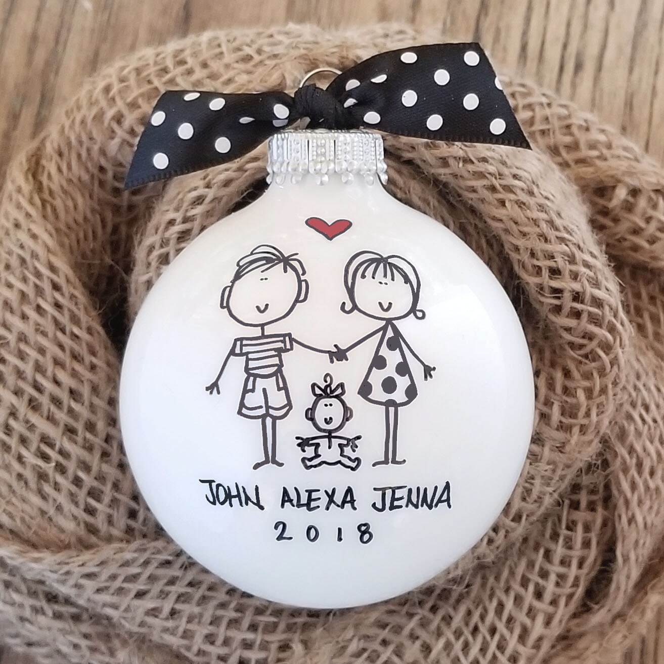 family ornament with new baby