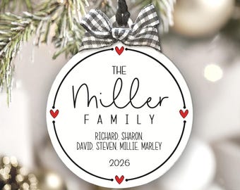 Family Name Christmas Ornament Personalized Name Gift Keepsake for Mom and Dad