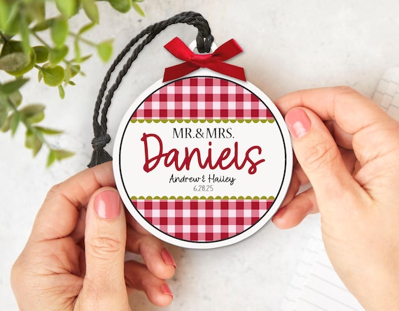 Mr & Mrs Custom Christmas Ornament - First Christmas Together Keepsake Gift Personalized