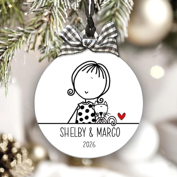Personalized Cat Ornament: Pet Lover Gift, New Kitten Keepsake Ornament