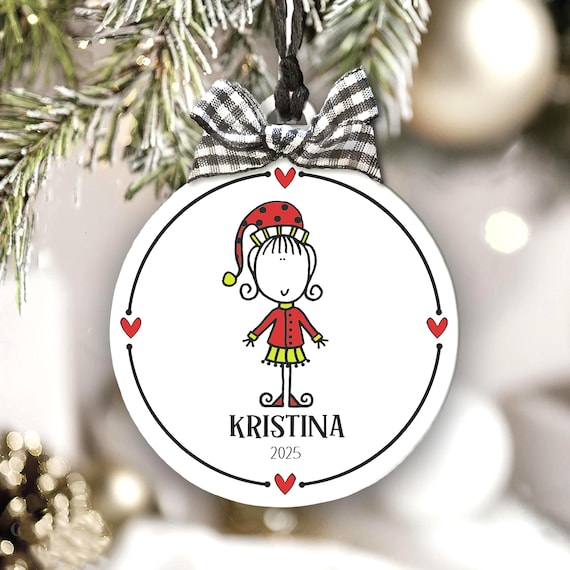 Elf Christmas Ornament Personalized Girl Gift Daughter Granddaughter Goddaughter Niece Keepsake
