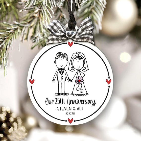 Anniversary Keepsake Ornament, Personalized Married Couple Gift, 25 Years Together Keepsake, Custom Wedding Present