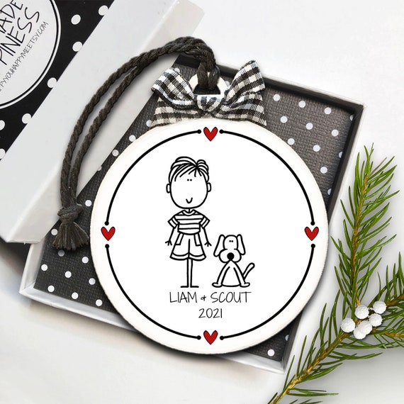 New Puppy Ornament, Dog Ornament, Personalized Pet Ornament, Girl or Boy and Puppy Ornament, New Puppy Gift, Puppy Ornament, Pet Owner Gift