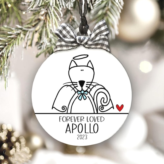 Angel Cat Memorial Ornament, Personalized Pet Loss Keepsake, Sympathy Pet Gift