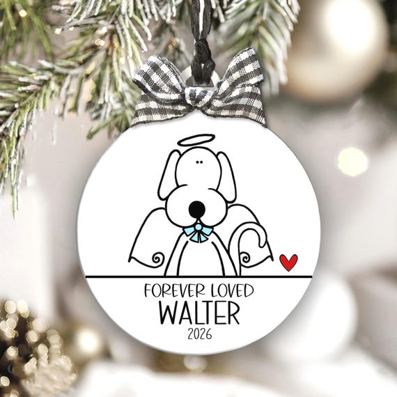 Angel Dog Memorial Ornament, Personalized Pet Loss Keepsake, Dog Memory Christmas Decoration
