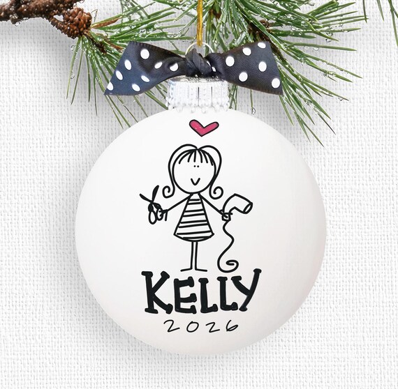 Personalized Hairstylist Ornament Salon Hairdresser Gift Stylist Thank You Hand Painted Glass Ball