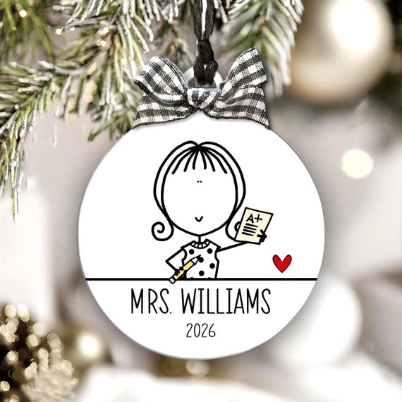 Personalized Teacher Ornament Custom Name Year School Educator Thank You Gift