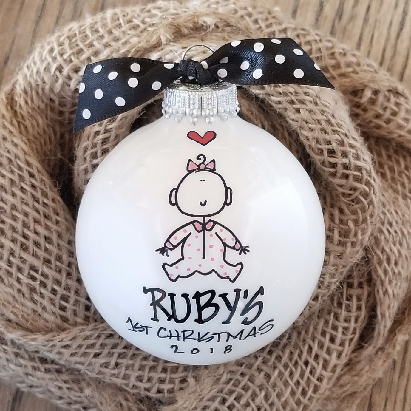 Baby Girl Ornament, Baby's First Christmas Ornament, First Christmas
