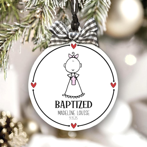 Personalized Baptism Ornament for Girl Cross Ornament Christening Keepsake