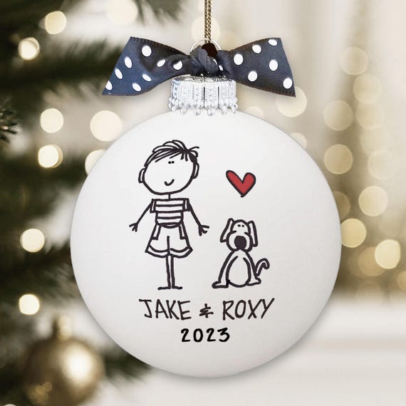 Personalized Pet Owner Gift Hand-Painted Boy and Dog Ornament