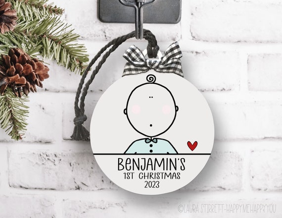 Baby's 1st Christmas Ornament, Baby Boy Ornament, Baby's First Christmas, First Christmas Gift, Personalized Baby Ornament, Baby Boy Gift