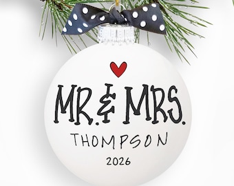 Personalized Mr. & Mrs. Ornament Wedding Gift for Couple 1st Christmas Married Custom Newlywed Gift