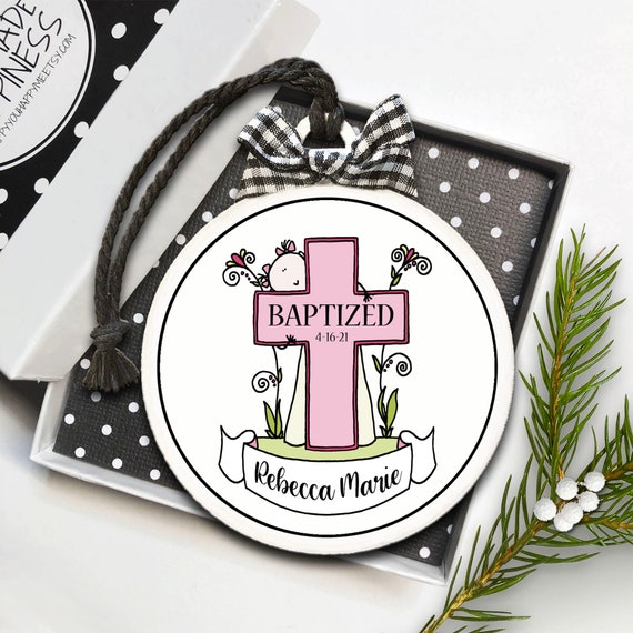 Baptism Gift, Baptism Ornament, Girl Baptism Ornament, Girls Baptism Gift, Baptism Gift for Baby, Christmas Baptism Ornament, Cross Ornament