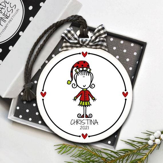 Personalized Elf Ornament, Elf Girl Ornament, Girl Ornament, Child Ornament, Toddler Ornament, Granddaughter Ornament, Goddaughter Gift