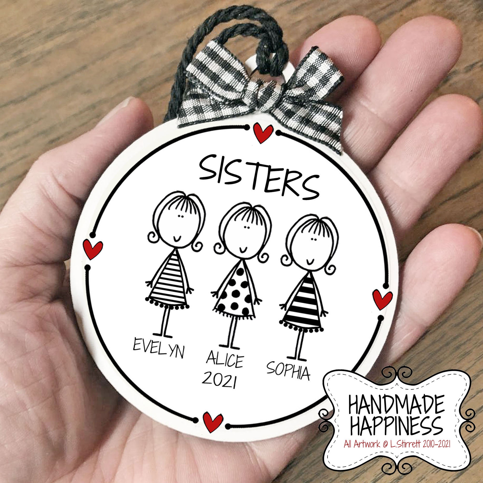 Custom Sisters Ornament, Sister Gift, Christmas Ornament for Sister