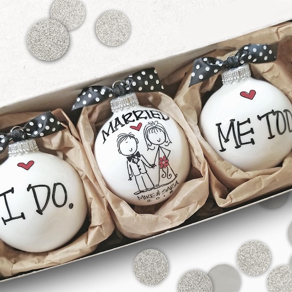 Wedding Gift I Do Me Too Ornament Set, Couples Gift for Wedding Engagement Bridal Shower, Bride Groom Married Ornament, Unique Wedding Gift