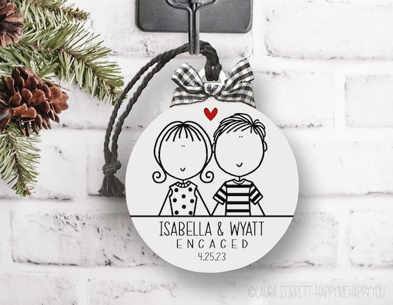 Engagement Gift, Engagement Ornament, Gift for Engaged Couple, Engagement Party Gift, Personalized Engagement Gift, Ornament for Couple