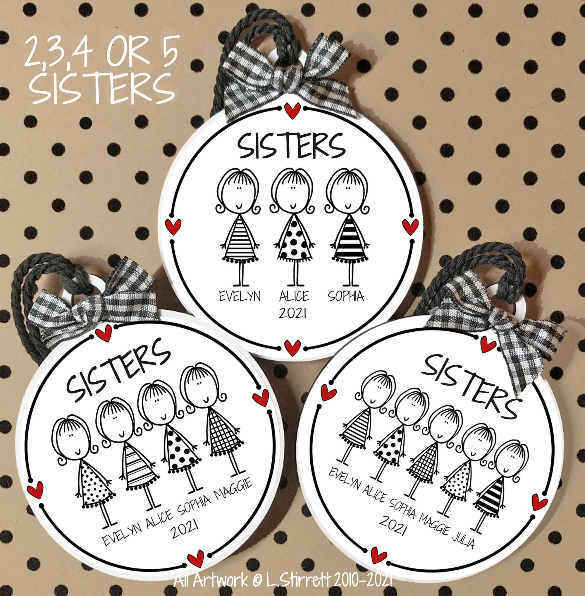 Custom Sisters Ornament, Sister Gift, Christmas Ornament for Sister, Personalized Sister Gift ...
