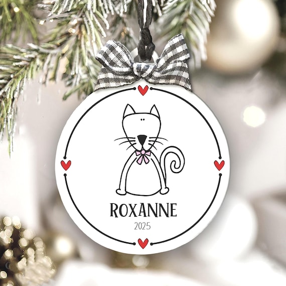 Personalized Cat Ornament, Custom Pet Mom Gift, Kitten Christmas Decoration