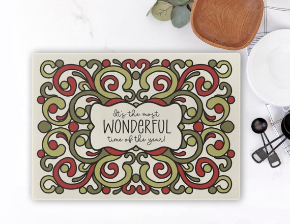 Christmas Cutting Board Holiday Kitchen Gift, Cute Christmas Cutting Board, Christmas Charcuterie Board, Hostess Christmas Gift Red-Green