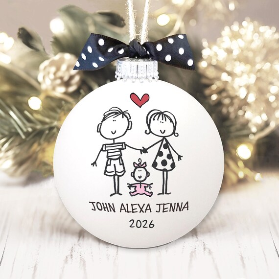 Personalized Family Ornament New Parents Gift Baby's 1st Christmas Custom Family Keepsake