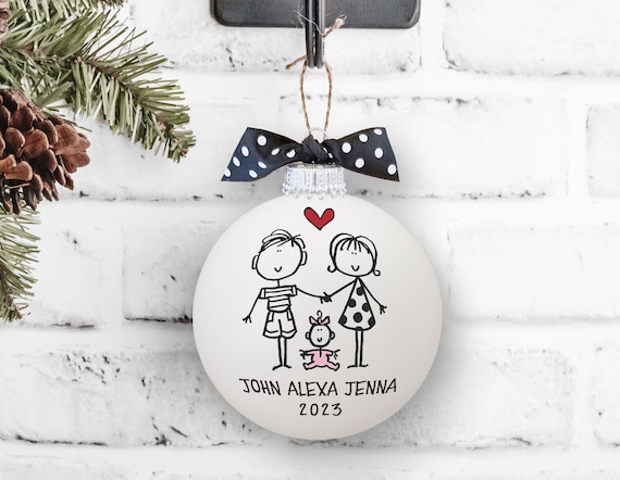 Family Ornament, New Parents Gift, New Baby Gift, Family Gift, New Baby Ornament, Gift for New Parents, 1st Christmas Gift, Family Xmas Gift