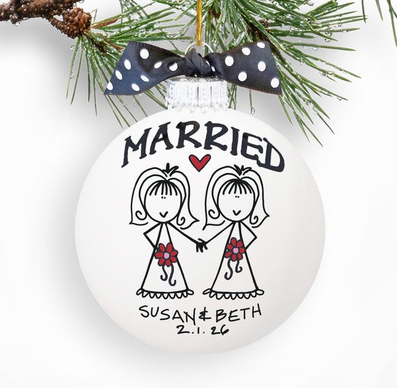 2 Brides Married Lesbian Wedding Gift Custom LGBTQ Married Keepsake Same Sex Couple Gift