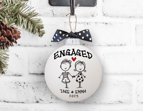 Engaged Ornament, Engagement Gift, Gift for Engaged Couple, Gift for Engagement Party, Personalized Engagement Gift, Ornament for Couple
