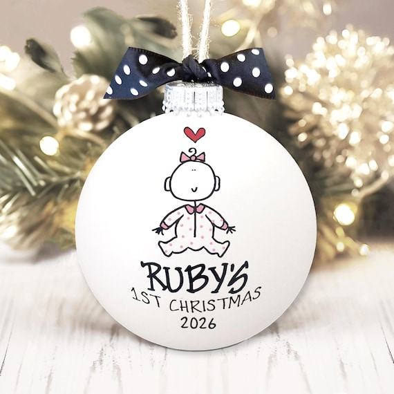 Personalized Baby Girl Ornament Baby's First Christmas Keepsake Gift 1st Xmas Ornament