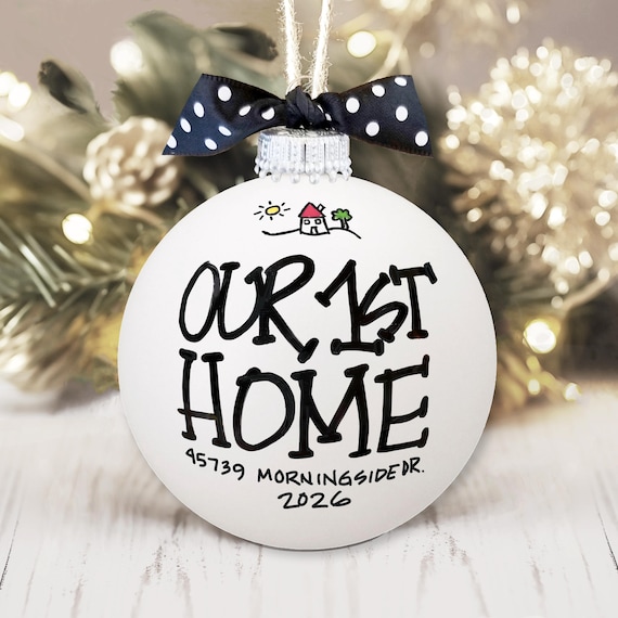 Personalized First Home Ornament, Custom Housewarming Gift, New House Keepsake, Realtor Closing Gift
