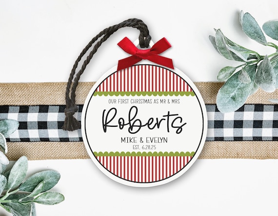 Mr & Mrs Christmas Ornament - First Christmas Together Keepsake Gift Personalized