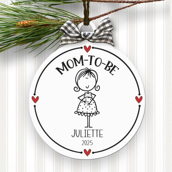 Pregnancy Ornament Personalized Mom-To-Be Expectant Mother Gift Keepsake New Baby Christmas Ornament