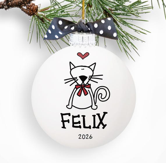 Personalized Cat Ornament, Cat Mom Gift, Kitten Keepsake, Pet Owner Holiday Decoration