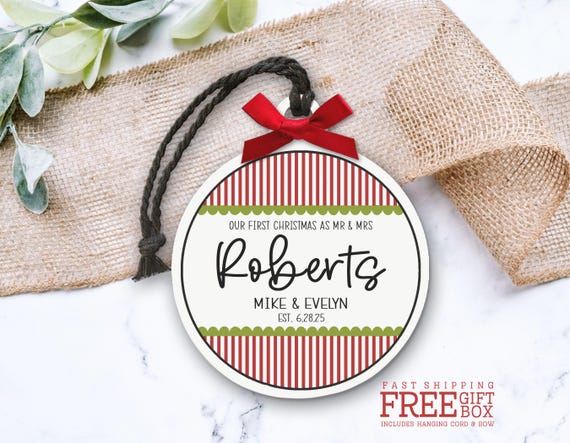 First Christmas Married Ornament - Personalized Mr and Mrs Tree Ornament - Our First Christmas Married as Mr and Mrs Ornament