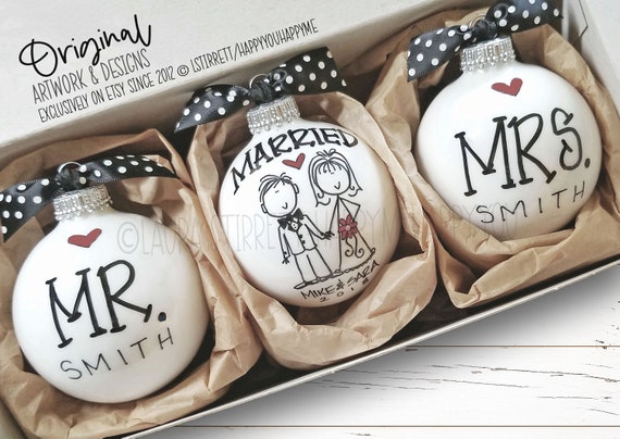 Wedding Gift, Gift for Couple, Married Ornament, Mr&Mrs Ornament ...