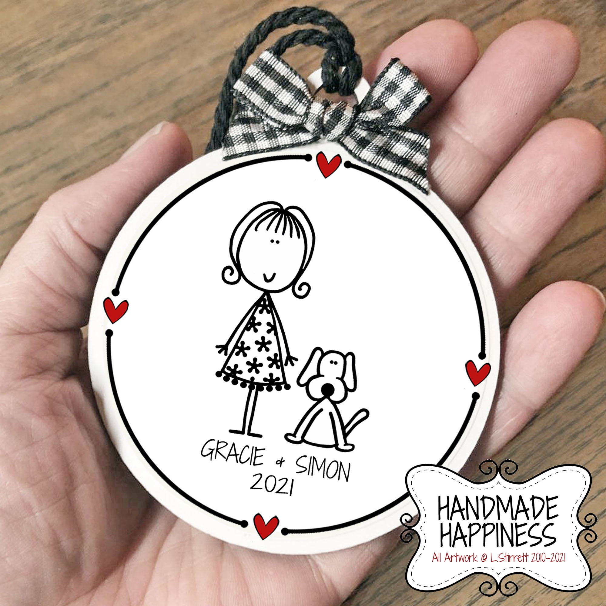 Girl and Dog Ornament, Personalized Pet Ornament, Personalized Dog