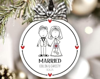 Personalized Wedding Gift Married Ornament First Christmas  2026 Newlywed Keepsake Bridal Shower Present