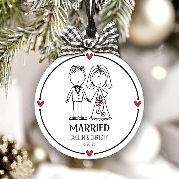 Personalized Wedding Gift Married Ornament First Christmas  2026 Newlywed Keepsake Bridal Shower Present