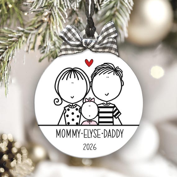 Family Christmas Ornament Personalized Baby Girl Gift New Parents Family Keepsake