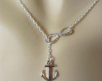 necklace anchor simple infinity gifts nautical lariat necklaces sister christmas gold