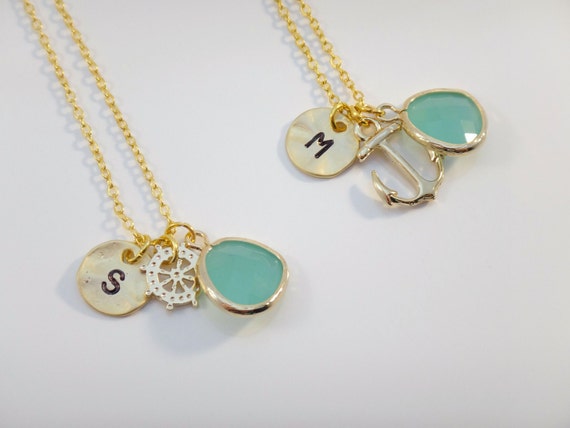 Items similar to Nautical Best Friend Necklace Set ...